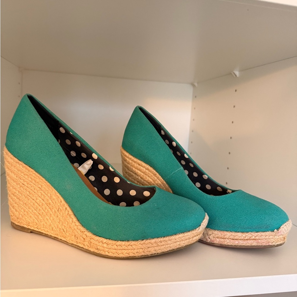 Teal Wedge Espadrille Shoes